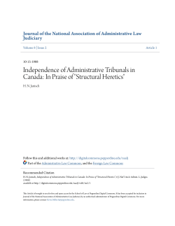 Independence of Administrative Tribunals in Canada: In Praise of
