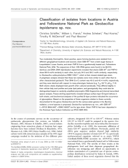 Classification of isolates from locations in Austria and Yellowstone