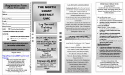 Lay Servant Training 2017 THE NORTH COAST DISTRICT UMC