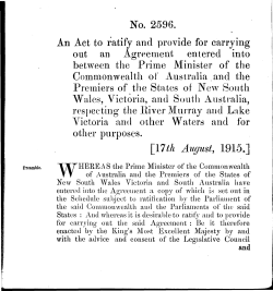No. 2596. An Act to ratify and provide for carrying out an Agreement