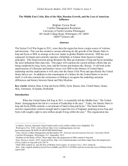 The Middle East Crisis, Rise of the Shia, Russian Growth, and the