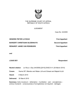 THE SUPREME COURT OF APPEAL REPUBLIC OF SOUTH