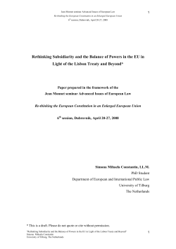 Rethinking Subsidiarity and the Balance of Powers in the EU in Light