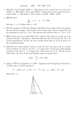 Solutions 2005 56th AMC 12 B 2 1. (A) The scouts bought 1000 /5