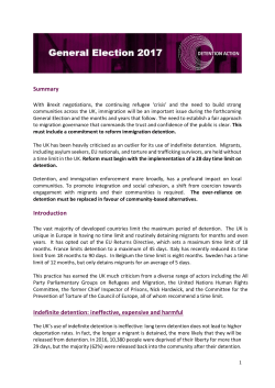 Summary Introduction Indefinite detention: ineffective, expensive