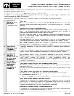 information about the prepayment indemnity