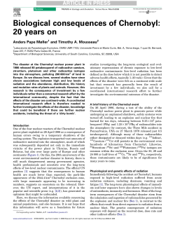 Biological consequences of Chernobyl: 20 years on