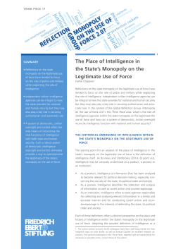 The Place of Intelligence in the State`s monopoly on the Legitimate