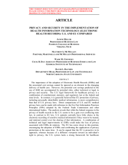 (Electronic Health Records): U.S. and EU