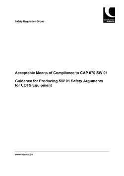 Guidance for Producing SW01 Safety Arguments for COTS Equipment