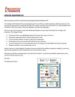 ibl DUNKIN` lO DONUTS - DD Marketing WINDOW Survey and