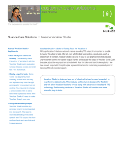 Nuance Care Solutions :: Nuance Vocalizer Studio