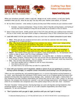 Developing your 30-Second Commercial