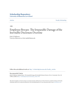 The Irreparable Damage of the Inevitable Disclosure Doctrine
