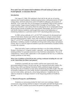 Pros and Cons of Commercial Irradiation of Fresh