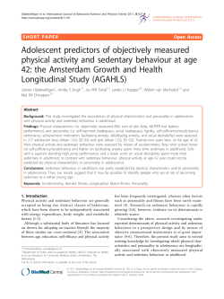 Adolescent predictors of objectively measured physical activity and