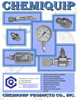 POROUS METAL PRESSURE SNUBBERS SPECIAL PURPOSE