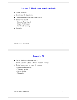 Lecture 2: Uninformed search methods Search in AI