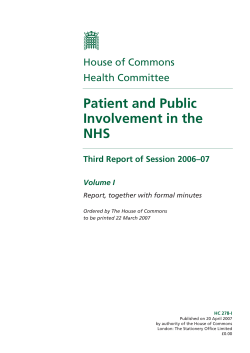 Patient and Public Involvement in the NHS