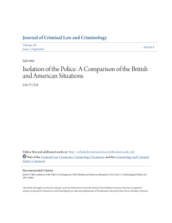 Isolation of the Police - Northwestern University School of Law