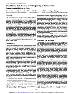 Breast Cancer Risk Assessed by Anthropometry