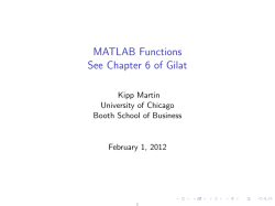 MATLAB Functions - The University of Chicago Booth School of