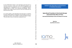 Agricultural Transition in Post-Soviet Europe and Central Asia after