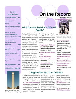 On the Record - Registrar Northwestern