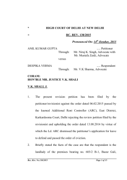 * HIGH COURT OF DELHI AT NEW DELHI + RC. REV. 138/2015
