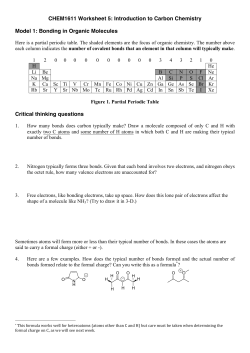 CHEM1611 Worksheet 5: Introduction to Carbon Chemistry Model 1