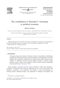 The contribution of Herschel I. Grossman to political economy