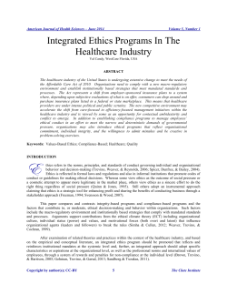 Integrated Ethics Programs In The Healthcare Industry