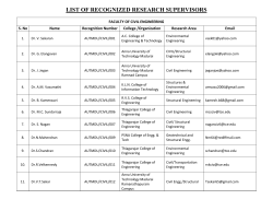 list of recognized research supervisors