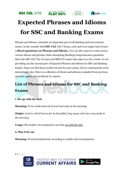 Expected Phrases and Idioms for SSC and Banking Exams