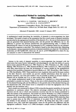A Mathematical Method for Analysing Plasmid