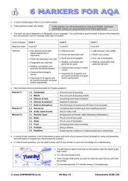 www.CHEMSHEETS.co.uk 06-May-14 Chemsheets GCSE 139 • In
