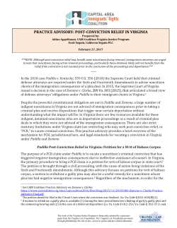 Post-Conviction Relief in Virginia