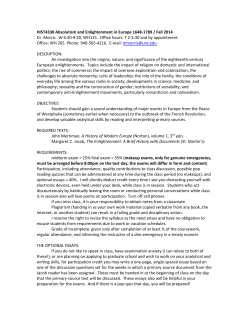 HIST4330 Absolutism and Enlightenment in Europe