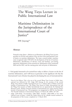 The Wang Tieya Lecture in Public International Law Maritime