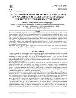optimization of protease production from husk of vigna mungo by