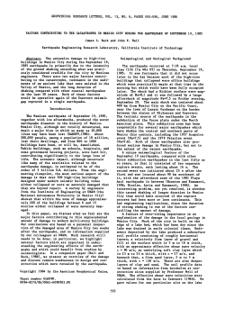 Factors Contributing to the Catastrophe in Mexico City During the