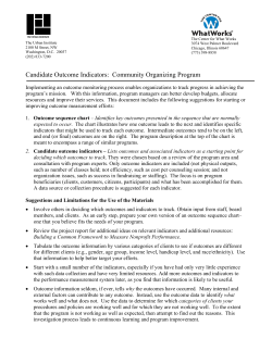 Candidate Outcome Indicators: Community Organizing Program