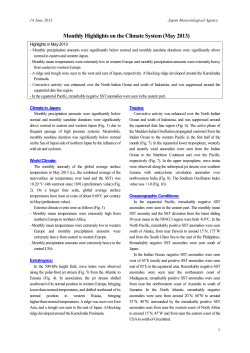 Monthly Highlights on the Climate System (May 2013)