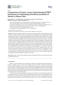Comparison of Gastric versus Gastrointestinal PBET Extractions for