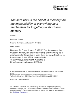 The item versus the object in memory: on the