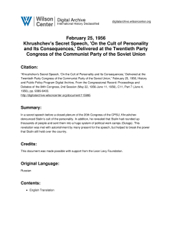 Khrushchev`s Secret Speech