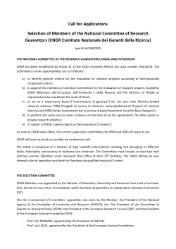 Call for Applications Selection of Members of the National