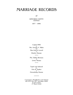 marriage records - Kinsley Library