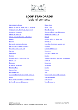 LOOF STANDARDS Table of contents