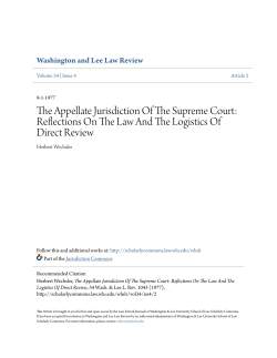 The Appellate Jurisdiction Of The Supreme Court: Reflections On